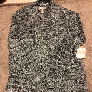 NWT Black/grey sparkly sequin cardigan size Small